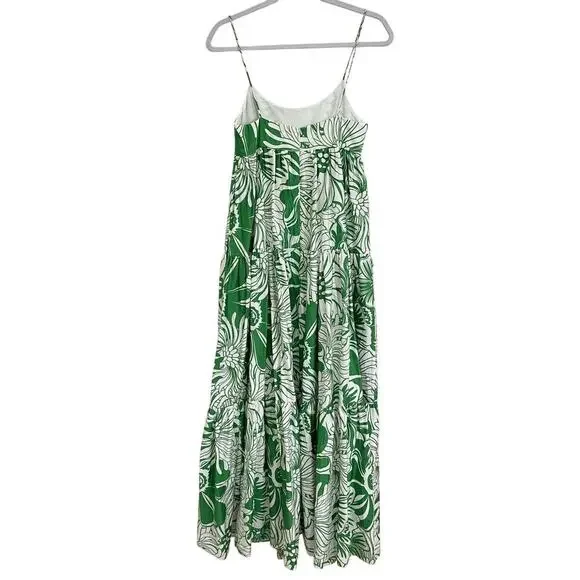 Borgo De Nor Calypso Green Merle Cotton Sleeveless Maxi Dress Gown Tuckernuck - Picture 10 of 13